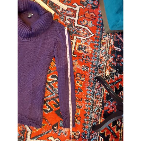 H&M Women's Dark Purple Cowl Neck Sweater Large Italy Wool Blend - Picture 8 of 8